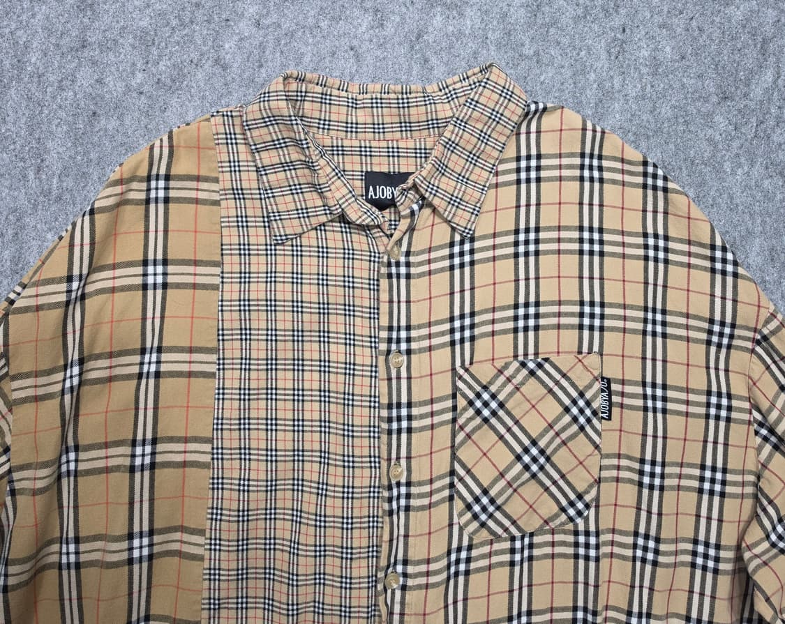 아조바이아조 노바체크 믹스 오버핏 셔츠 F 상품이미지3