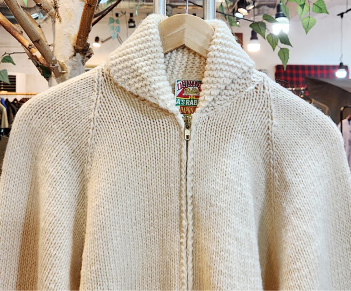 As rabbit 핸드메이드 아이보리 울 카라 집업 스웨터 상품이미지2