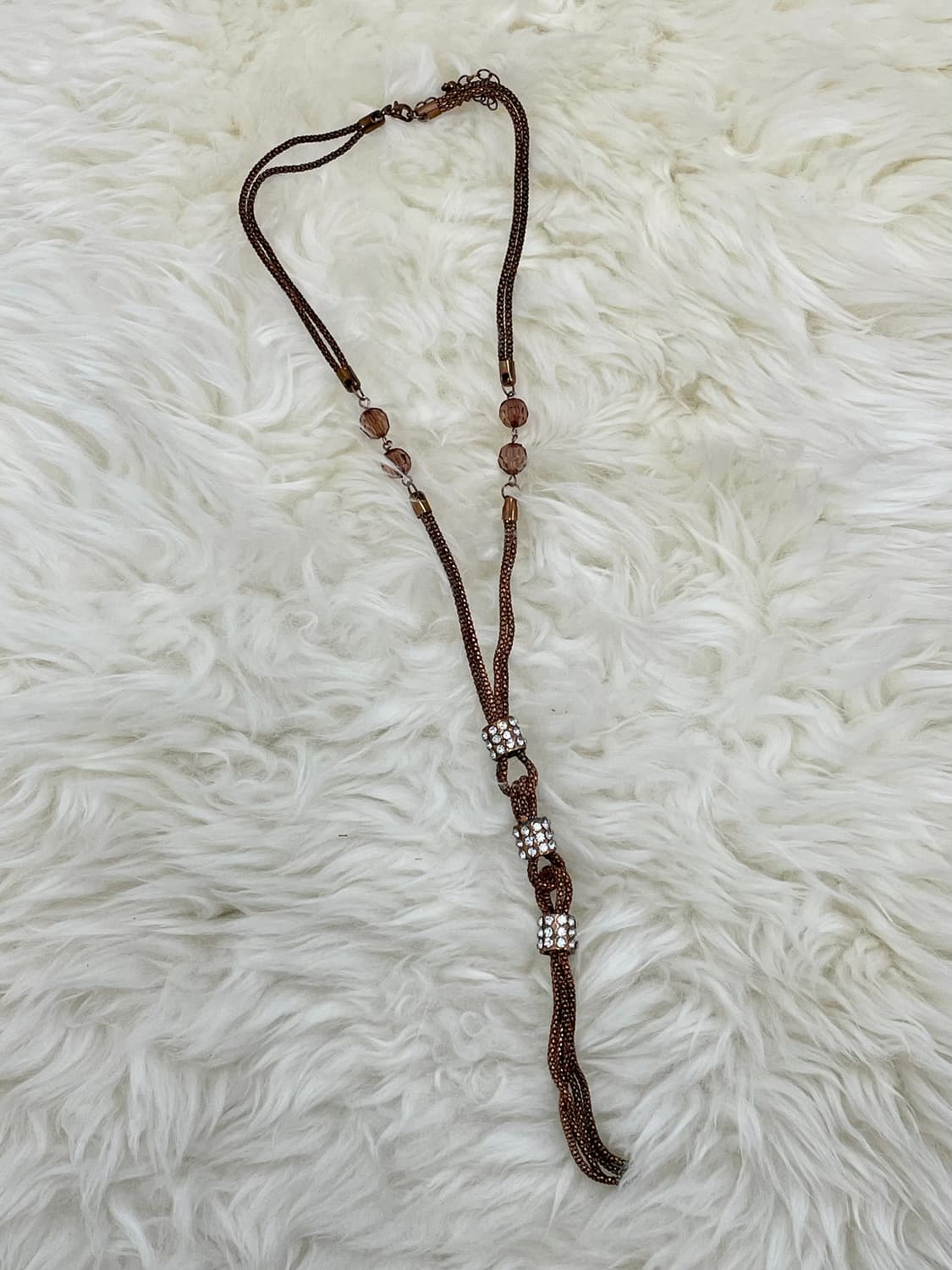 브라운 큐빅 드롭 태슬 네크리스 상품이미지3