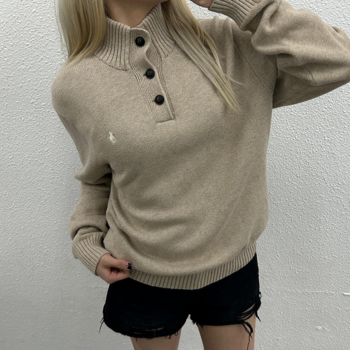 폴로 랄프로렌 화이트포니 베이지 버튼 니트 M 상품이미지2