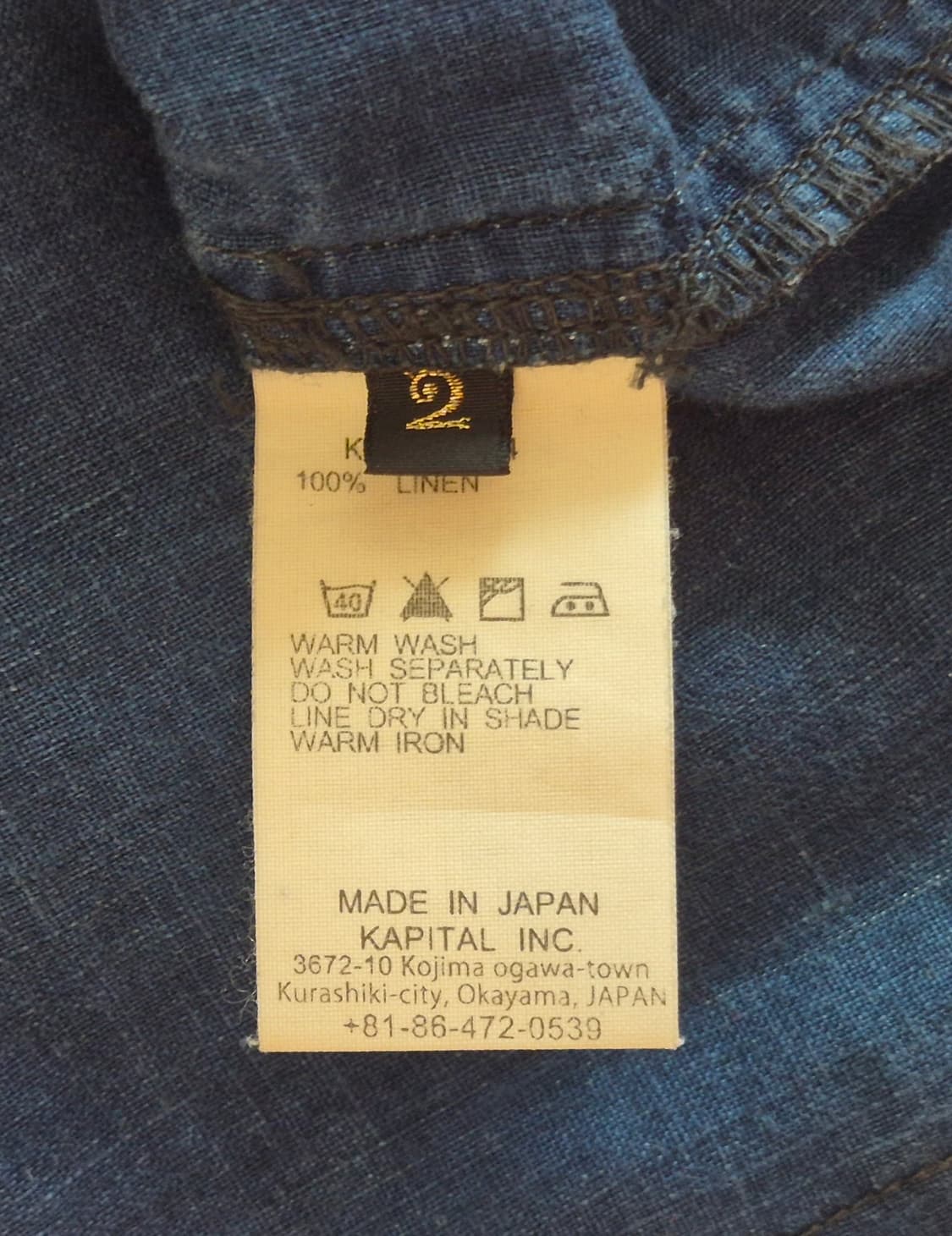 KAPITAL Indigo Linen Work Shirt [M] 상품이미지6
