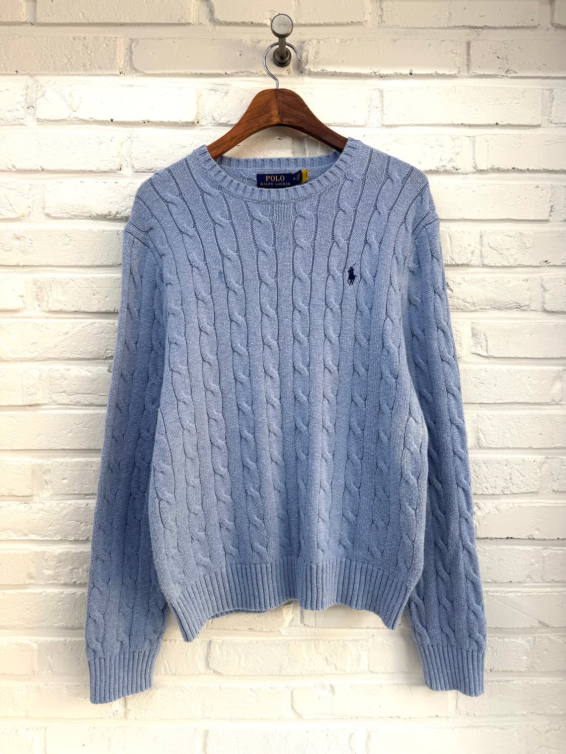 폴로 스카이블루 케이블 니트 상품이미지3