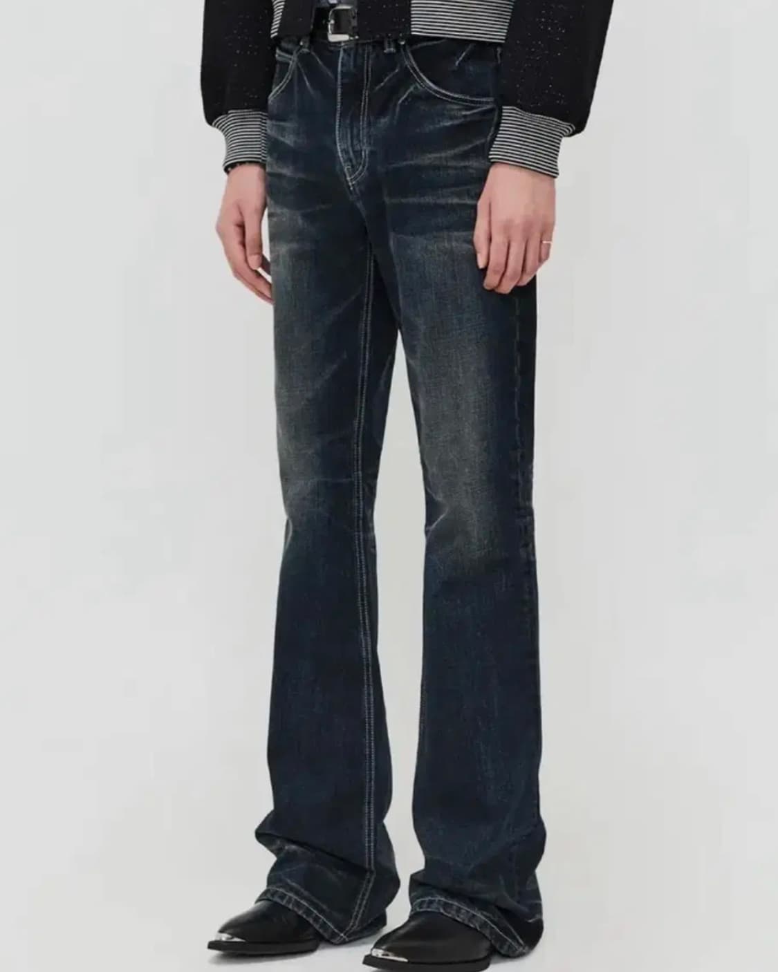 [48] 엘무드 슬래시 플레어 부츠컷 데님 팬츠 트루블루 상품이미지6