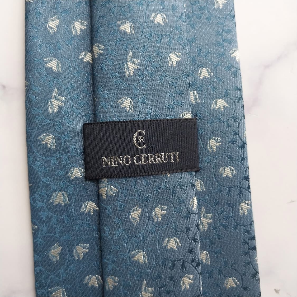 니노 세루티 실크 블루 플라워 패턴 넥타이 9.6cm A+등급 K2495 상품이미지9