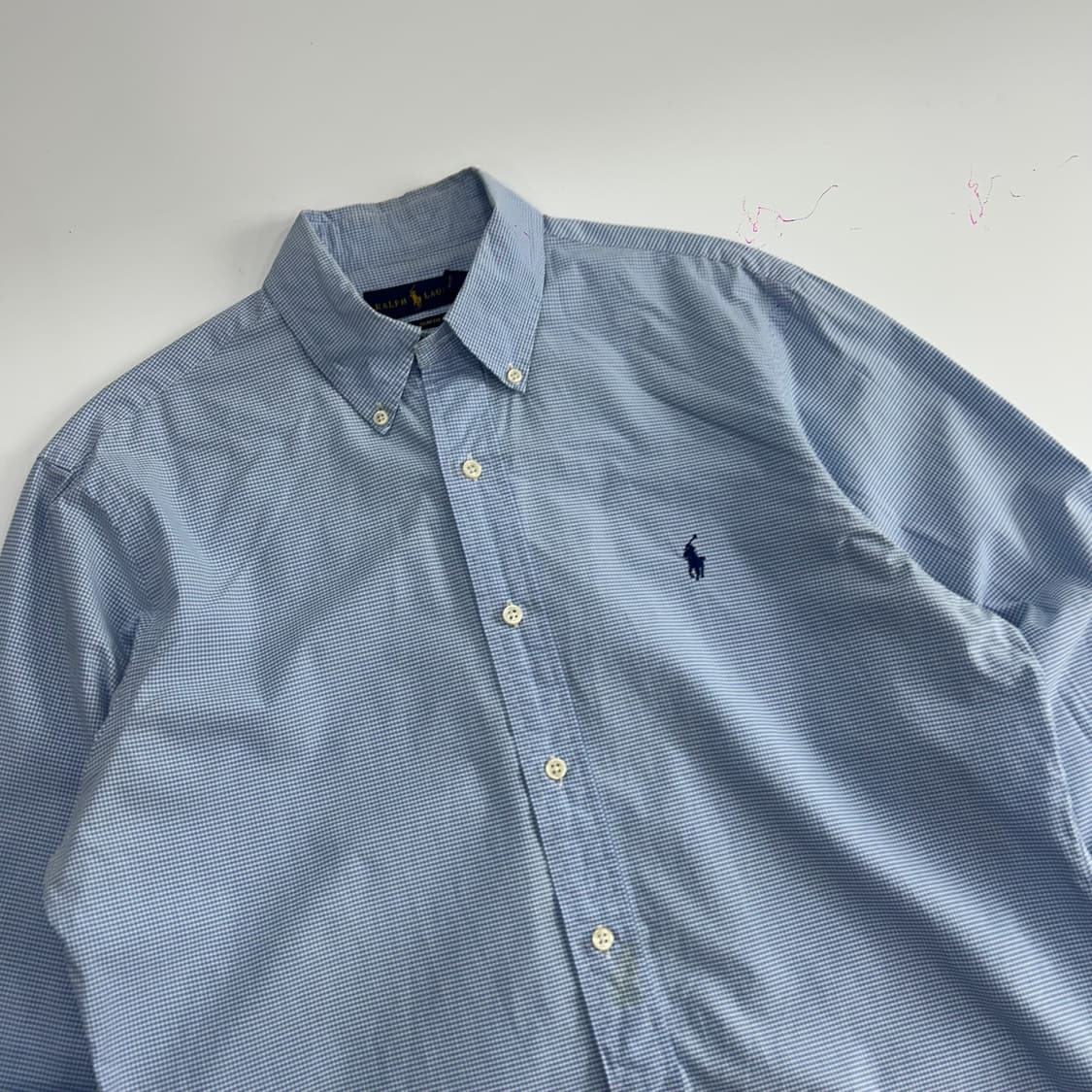 Polo 폴로 네이비포니 라이트블루 체크 셔츠 상품이미지4