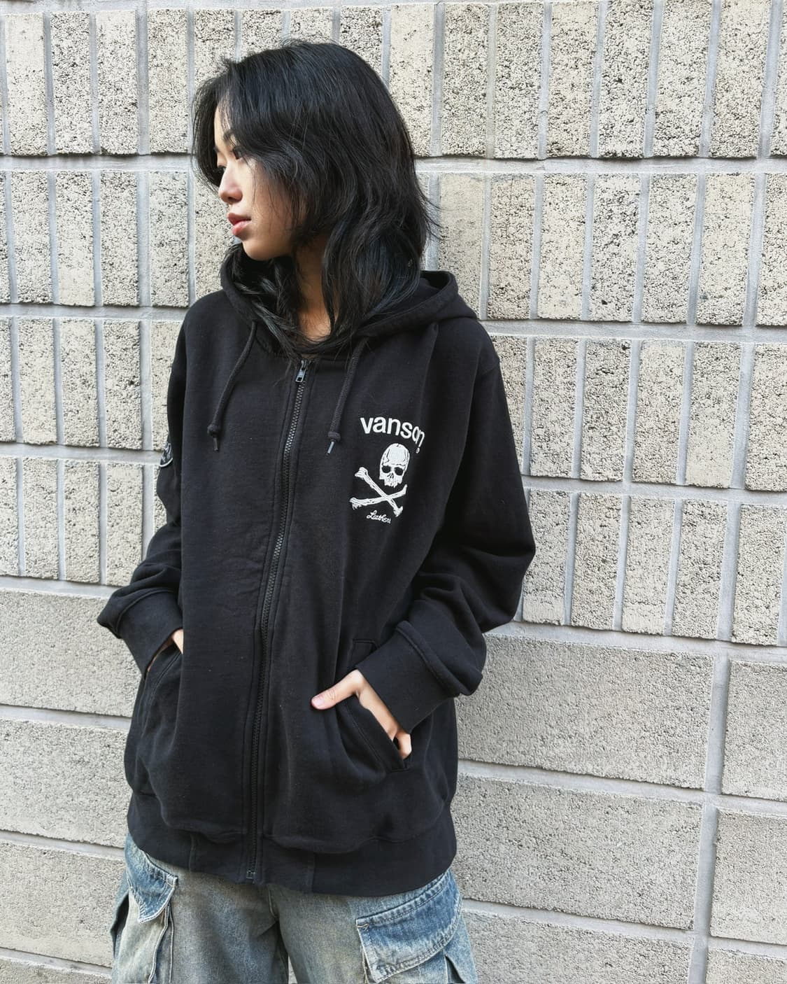 밴슨 오버핏 로고 프린팅 후드집업 상품이미지3