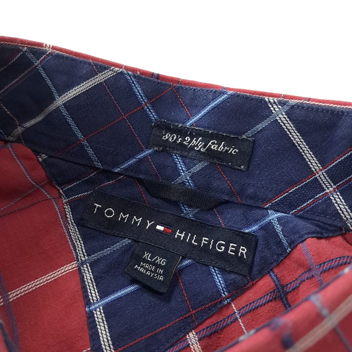 CK234 XL 타미힐피거 90s 레드 멀티윈도우페인 체크 반팔 셔츠  상품이미지3