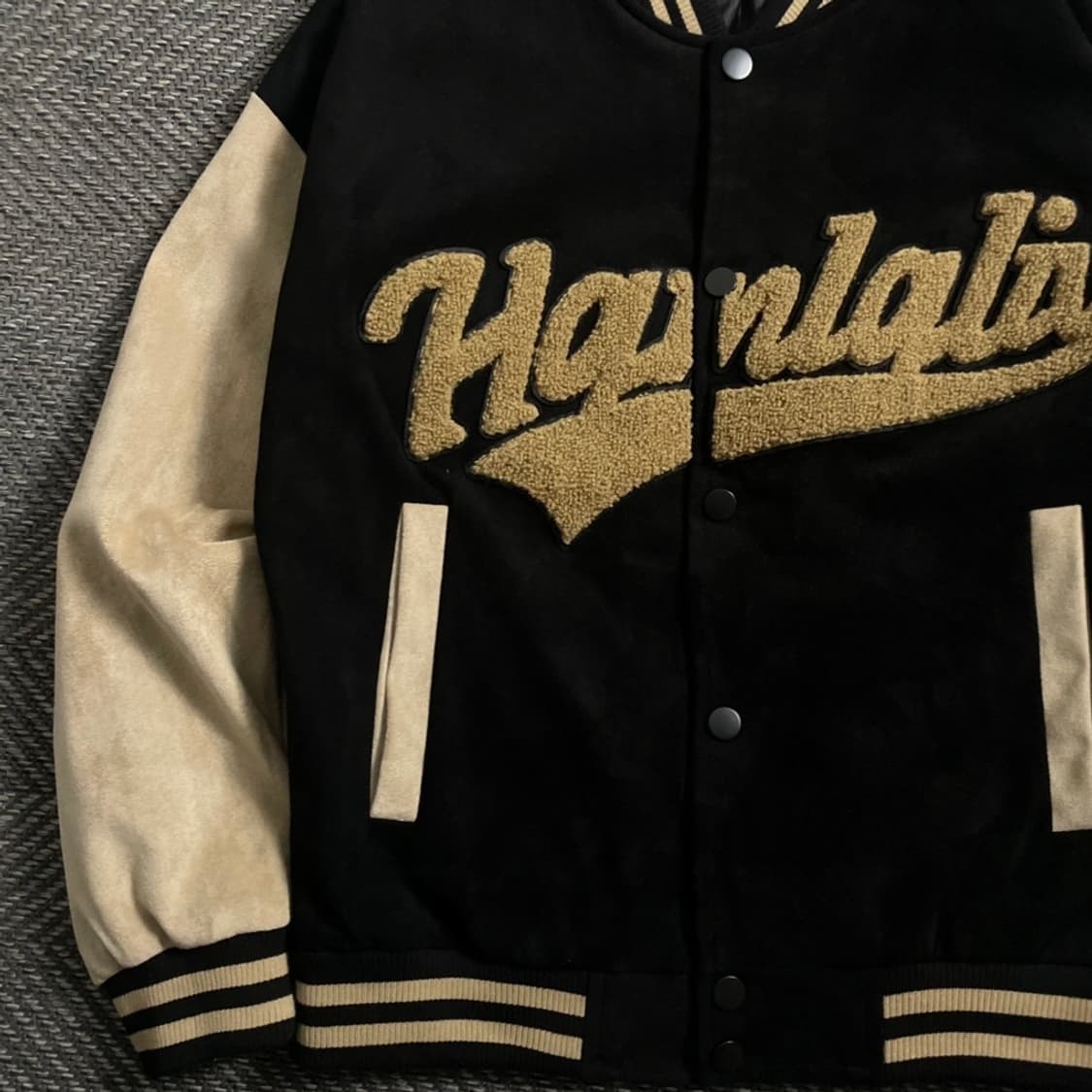 빈티지 Hanralis 빅로고 스웨이드 스타디움 바시티 자켓y 4472 상품이미지4