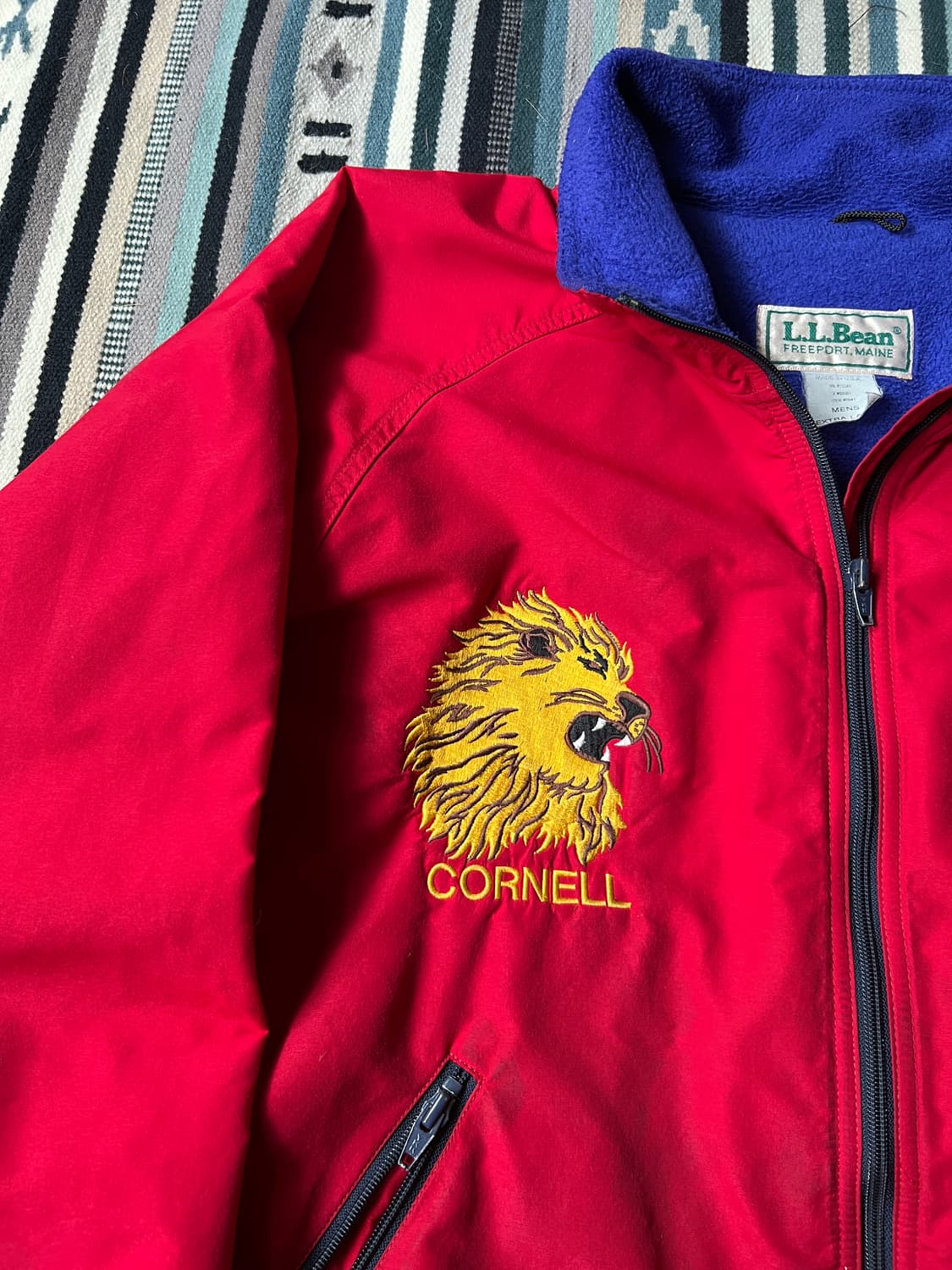 [XL]90's 엘엘빈 USA 코넬 유니버시티 플리스 웜업 자켓 상품이미지4