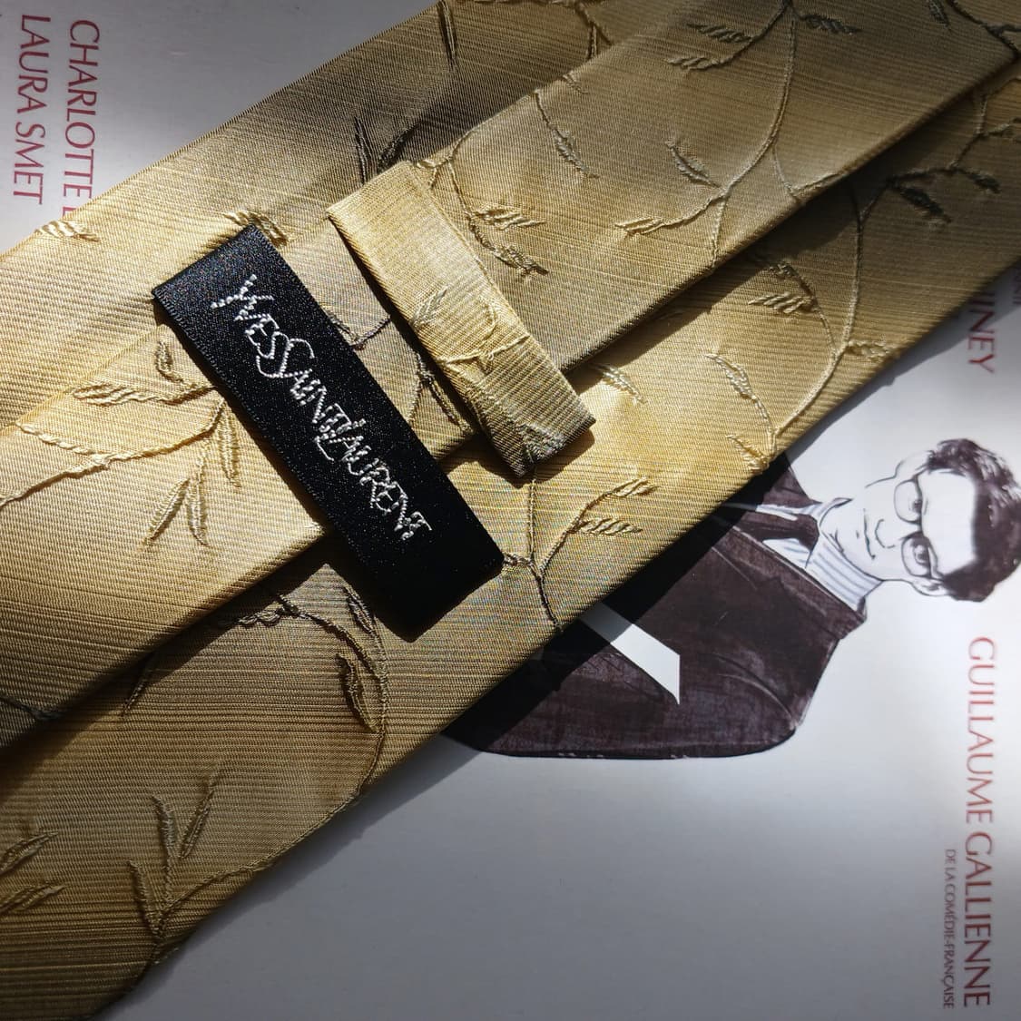 입생로랑 실크 머스타드 자카드 넥타이 9.4cm A+~A등급 A19673 상품이미지6