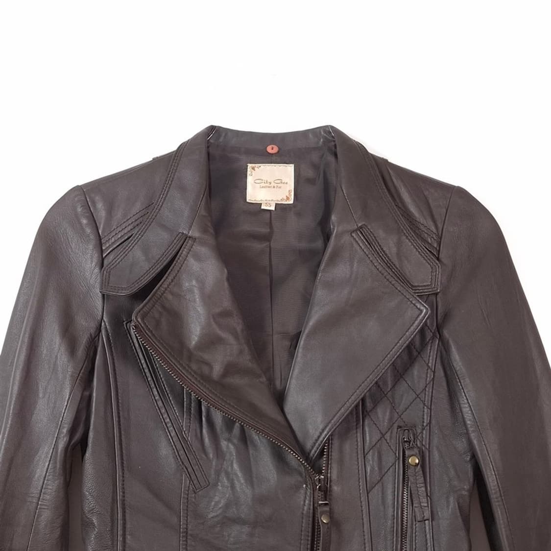 City Gee 천연 양가죽 라이더 자켓 브라운 55 상품이미지2