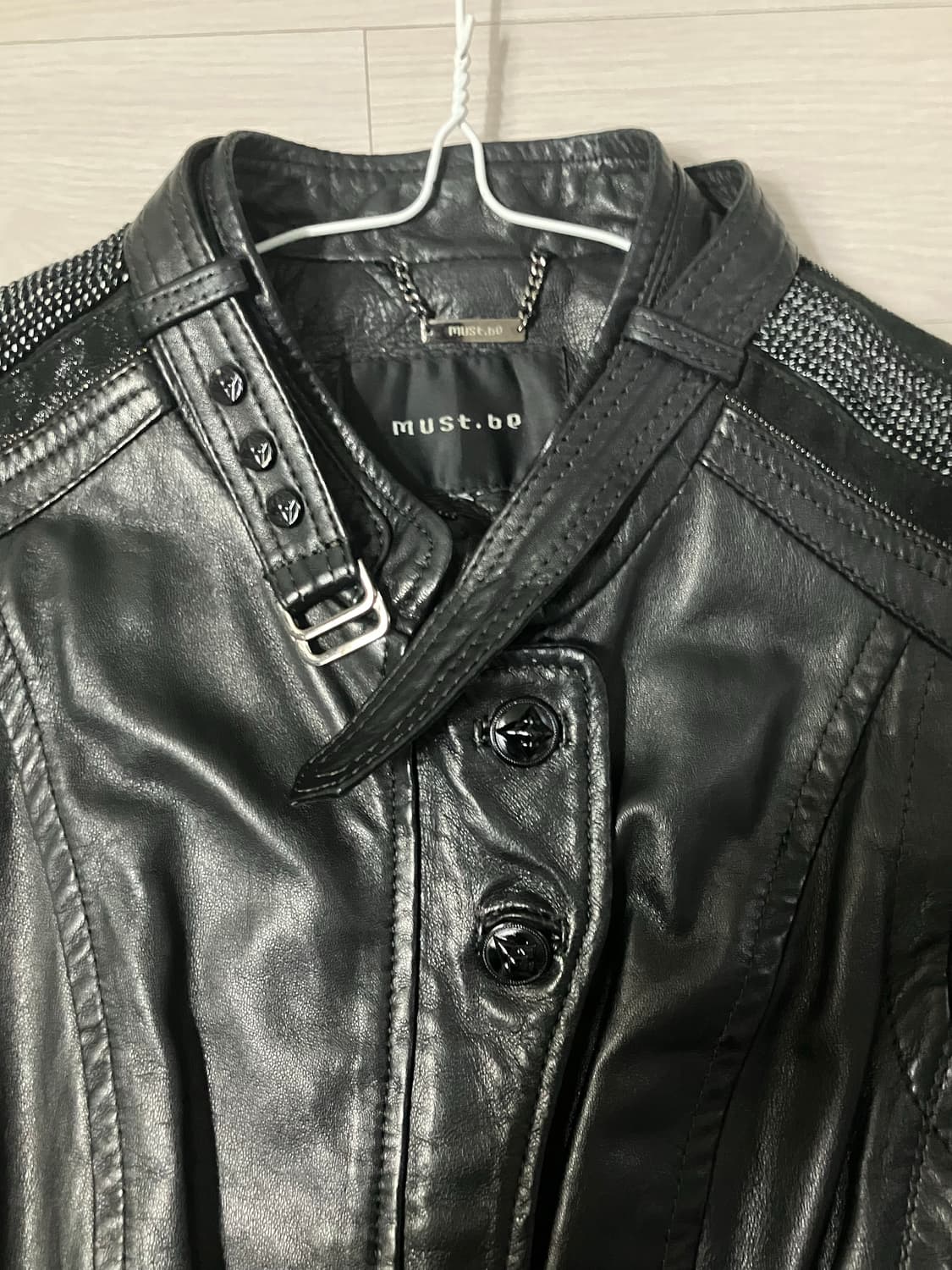 vtg chain leather jacket 상품이미지3