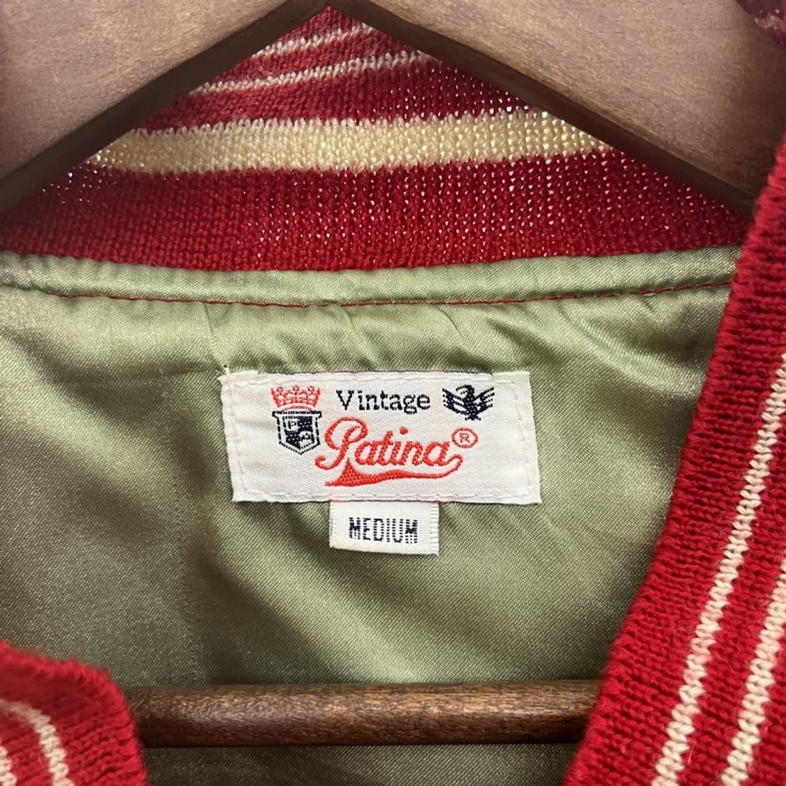 빈티지 레트로 하이틴 캐주얼 버건디 바시티 자켓 M C10018 상품이미지5