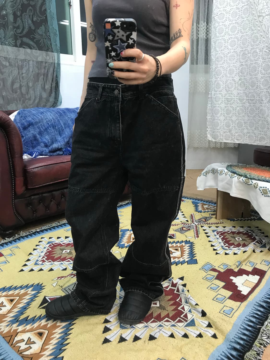 메종미네드 스티치 카펜터 흑청 데님팬츠  상품이미지2