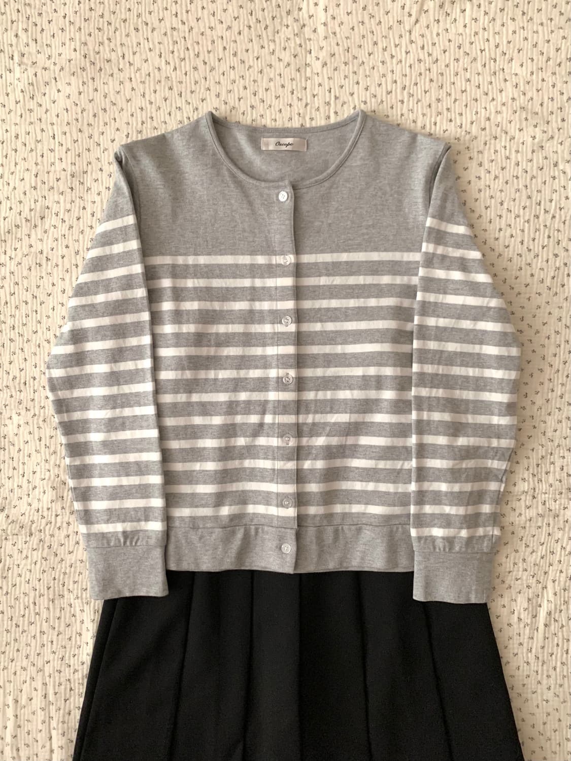 프레피 연그레이 스트라이프 가디건 상품이미지2