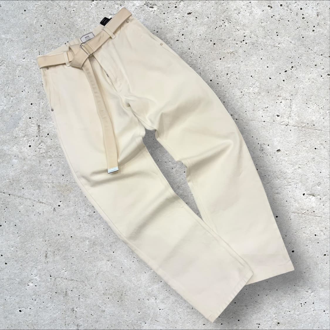[30] AMI 아미 벨트 면바지 아이보리 화이트 C595 상품이미지1