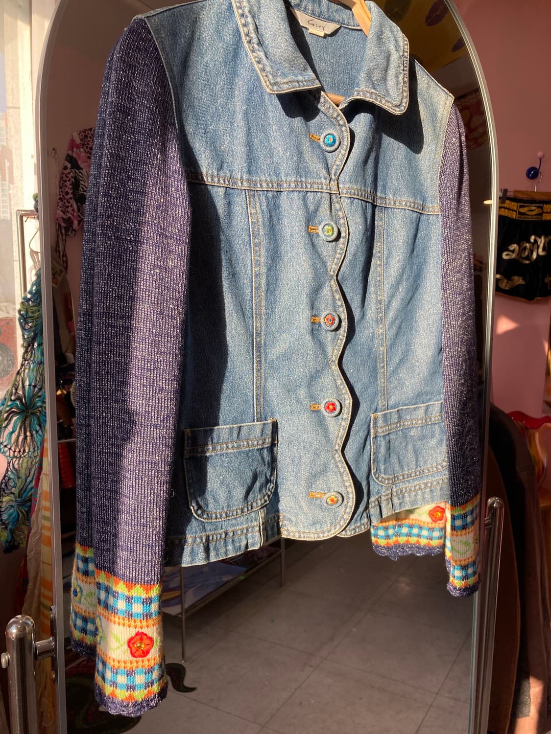 큐트 데님 플라워 버튼 자켓 상품이미지2