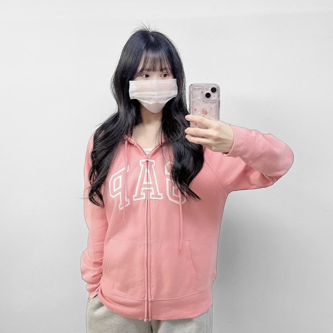 갭 Gap 스펠 로고 후드집업 피치핑크 상품이미지1