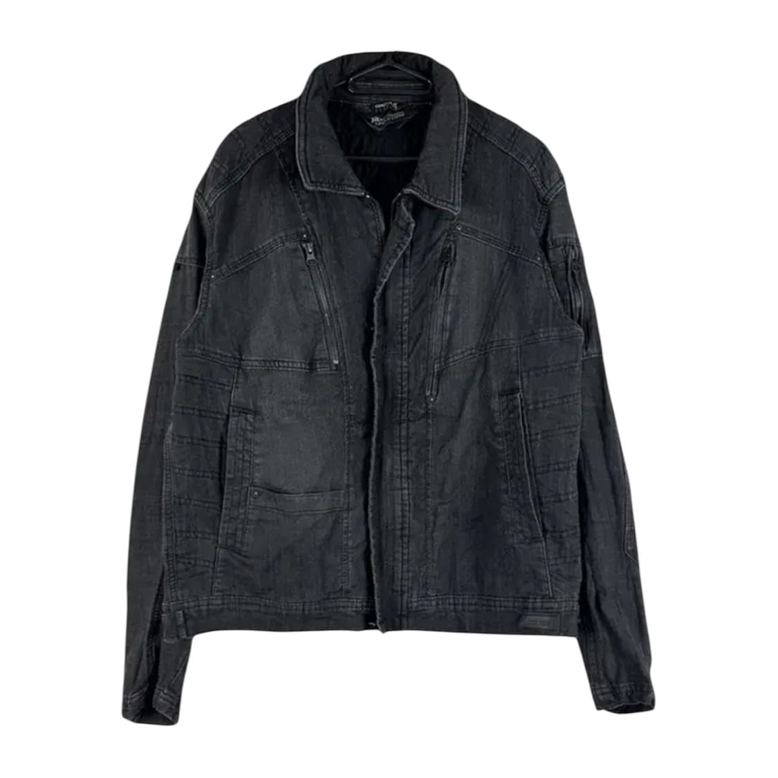 Black Biker Zipped Denim Jacket 상품이미지1