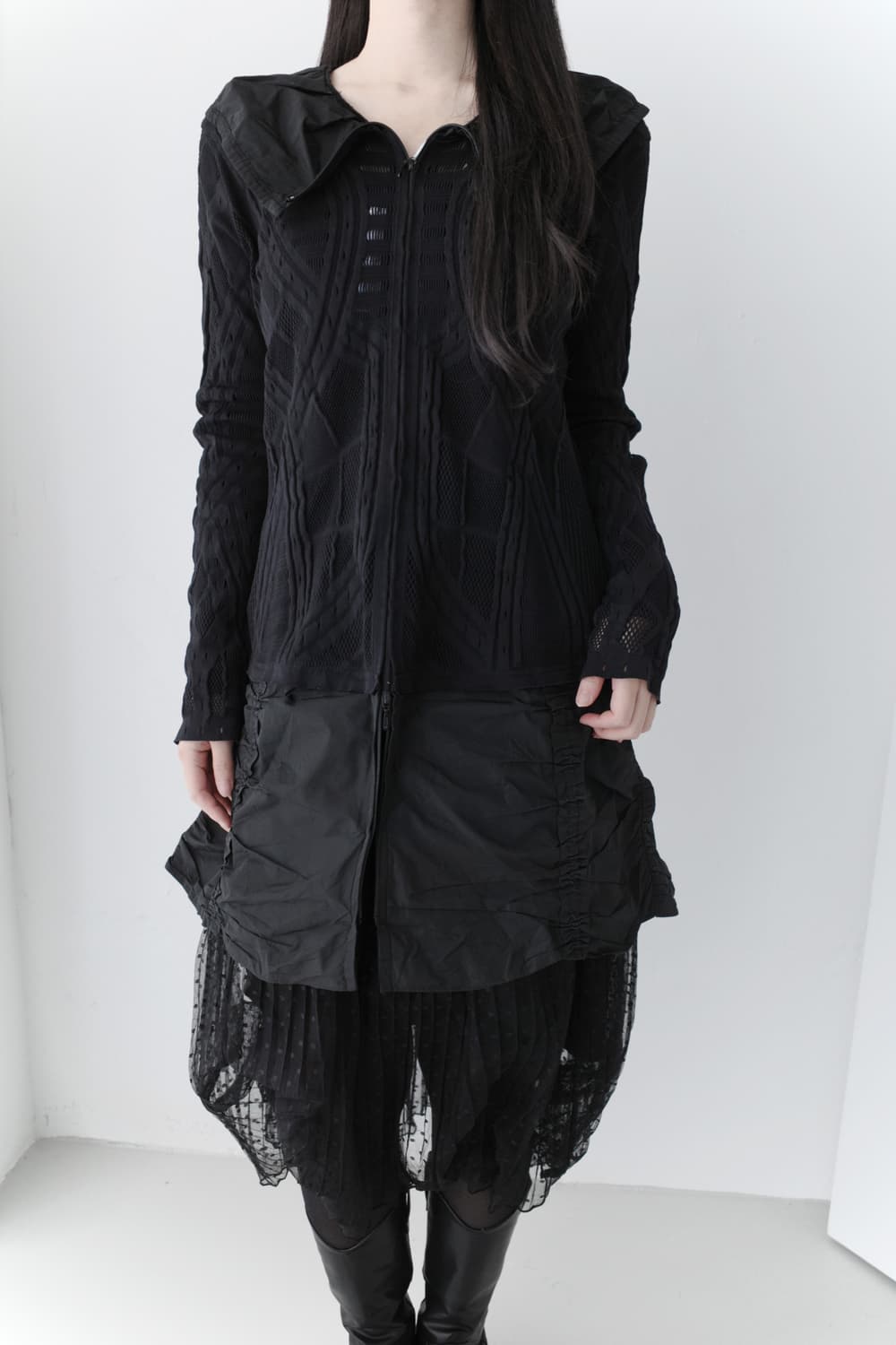 hiroko koshino) collar pattern zip-up 상품이미지7