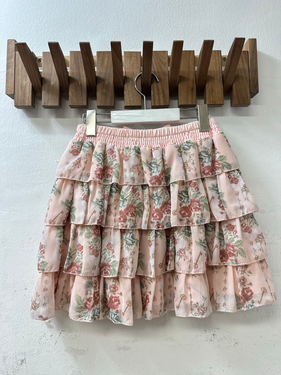 일본빈티지 Penderie 히메로걀라떼갸루 하구미리즈리사깔플로럴 스커트 상품이미지3