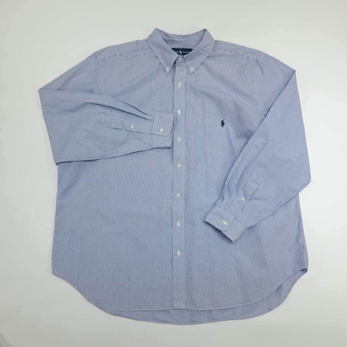 Co952 2XL Big 폴로 랄프로렌 라벤더 핀스트라이프 긴팔 셔츠 상품이미지2