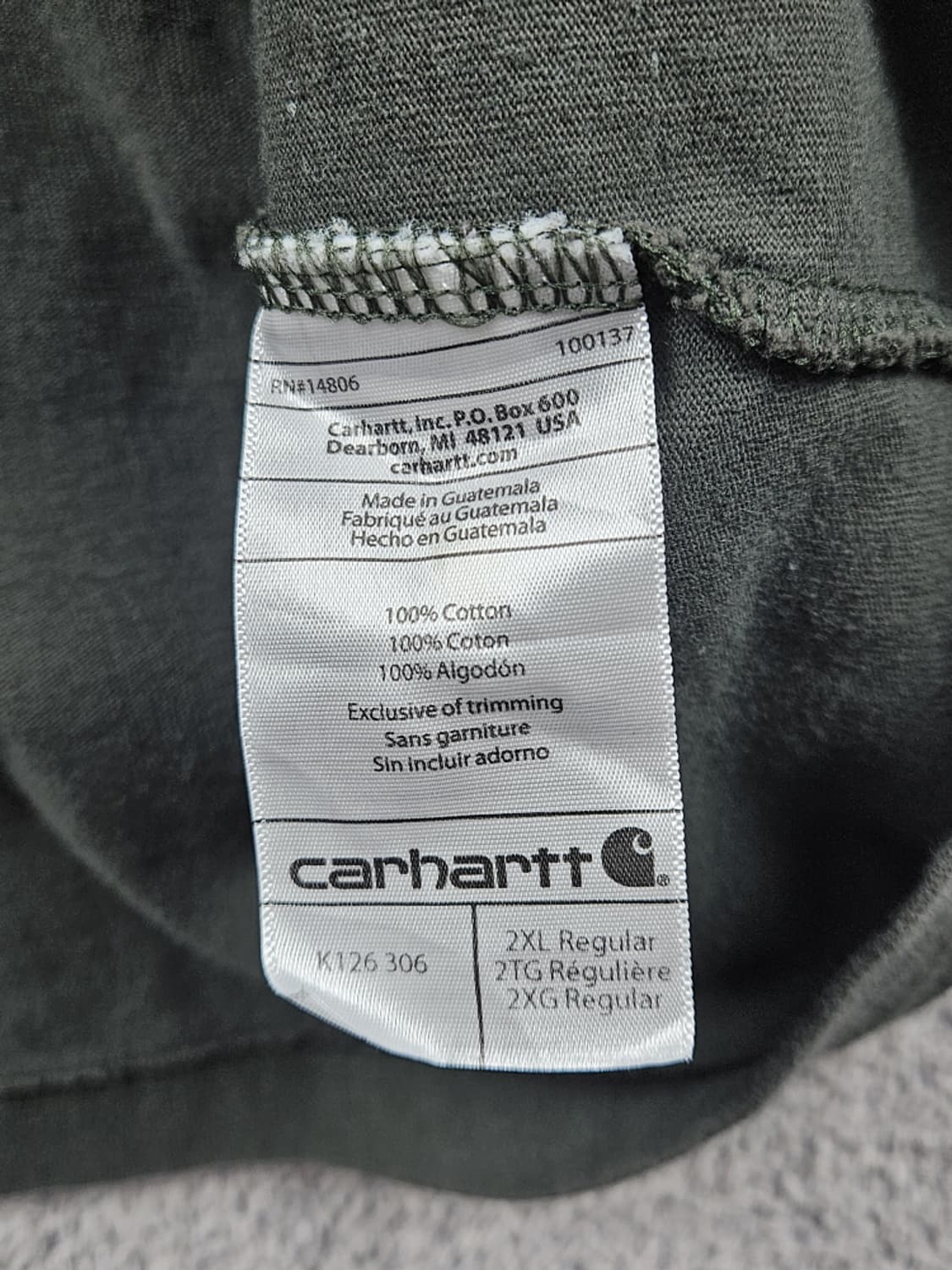 칼하트 베이직 포켓 롱슬리브 티셔츠 ( 2XL ) / 10589 상품이미지10