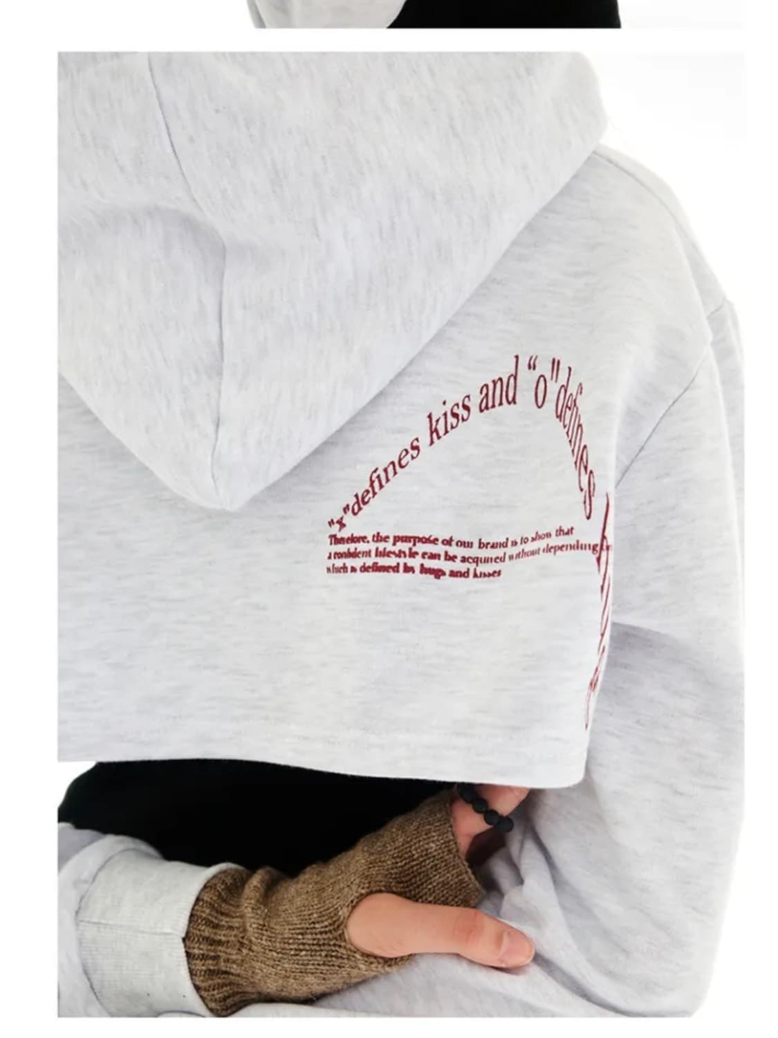 아웃엑소 half slit hoodie grey 볼레로후디 상품이미지5