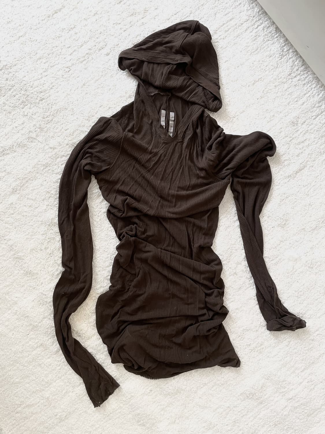 릭오웬스 후디 리브드 롱 슬리브 상품이미지1