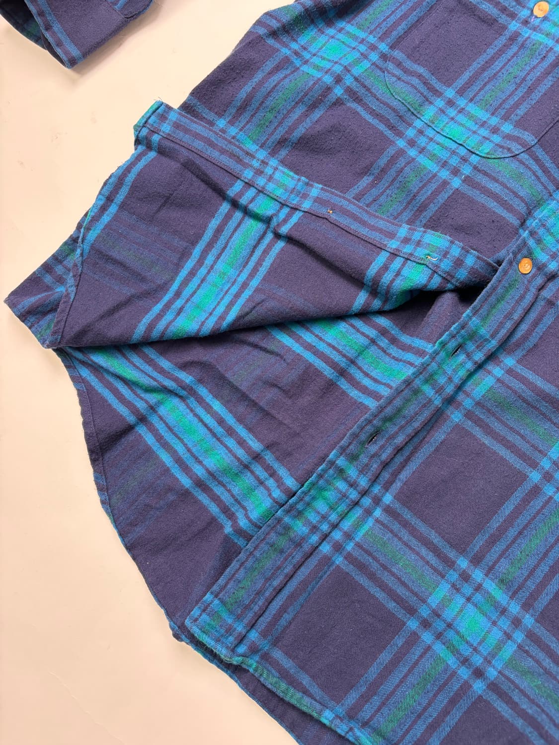 90s L.L.Bean Plaid Button Up Shirt (blue 상품이미지7