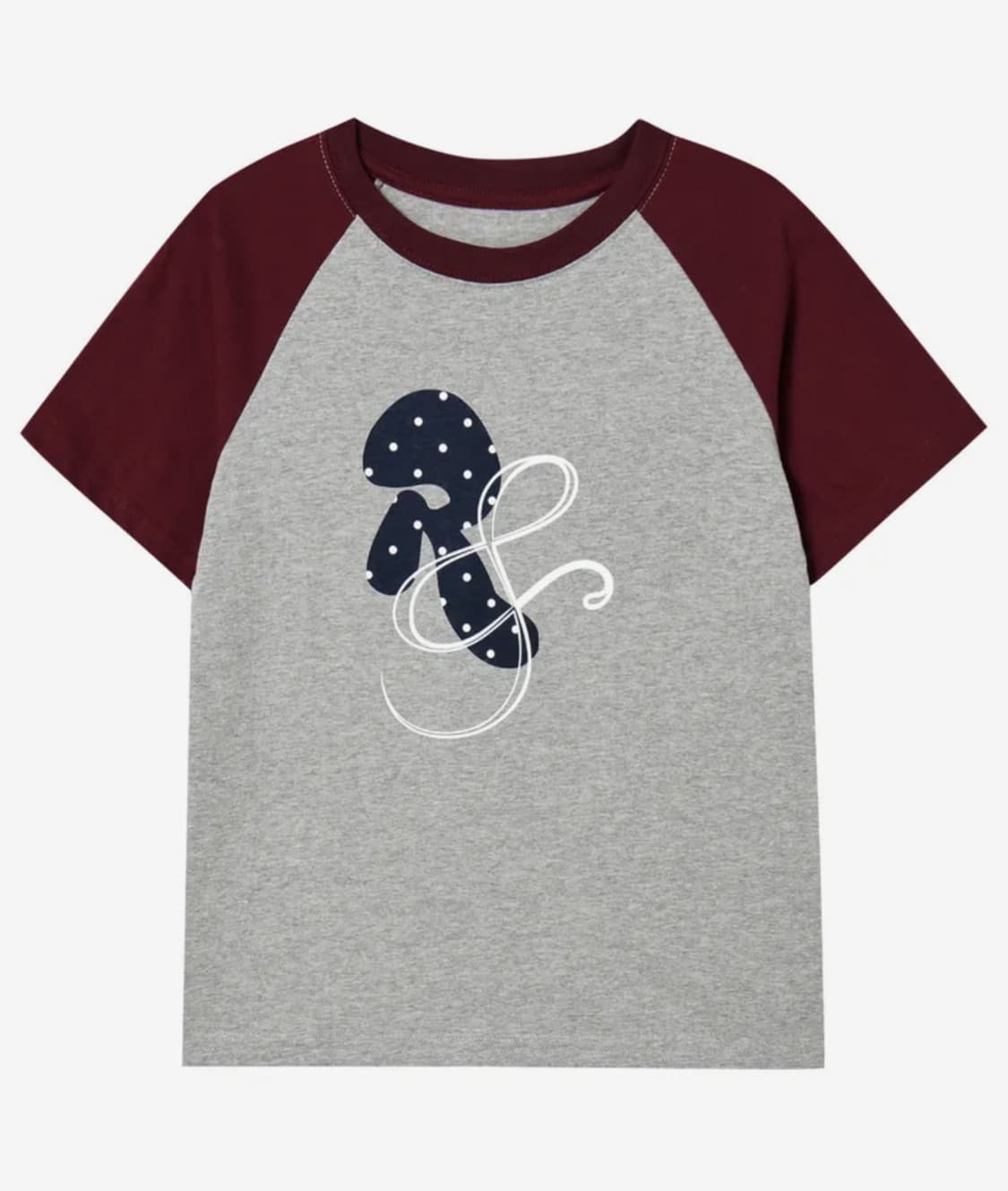 RnR Dot Point Ragian T-shirt Gray-Wine 상품이미지1