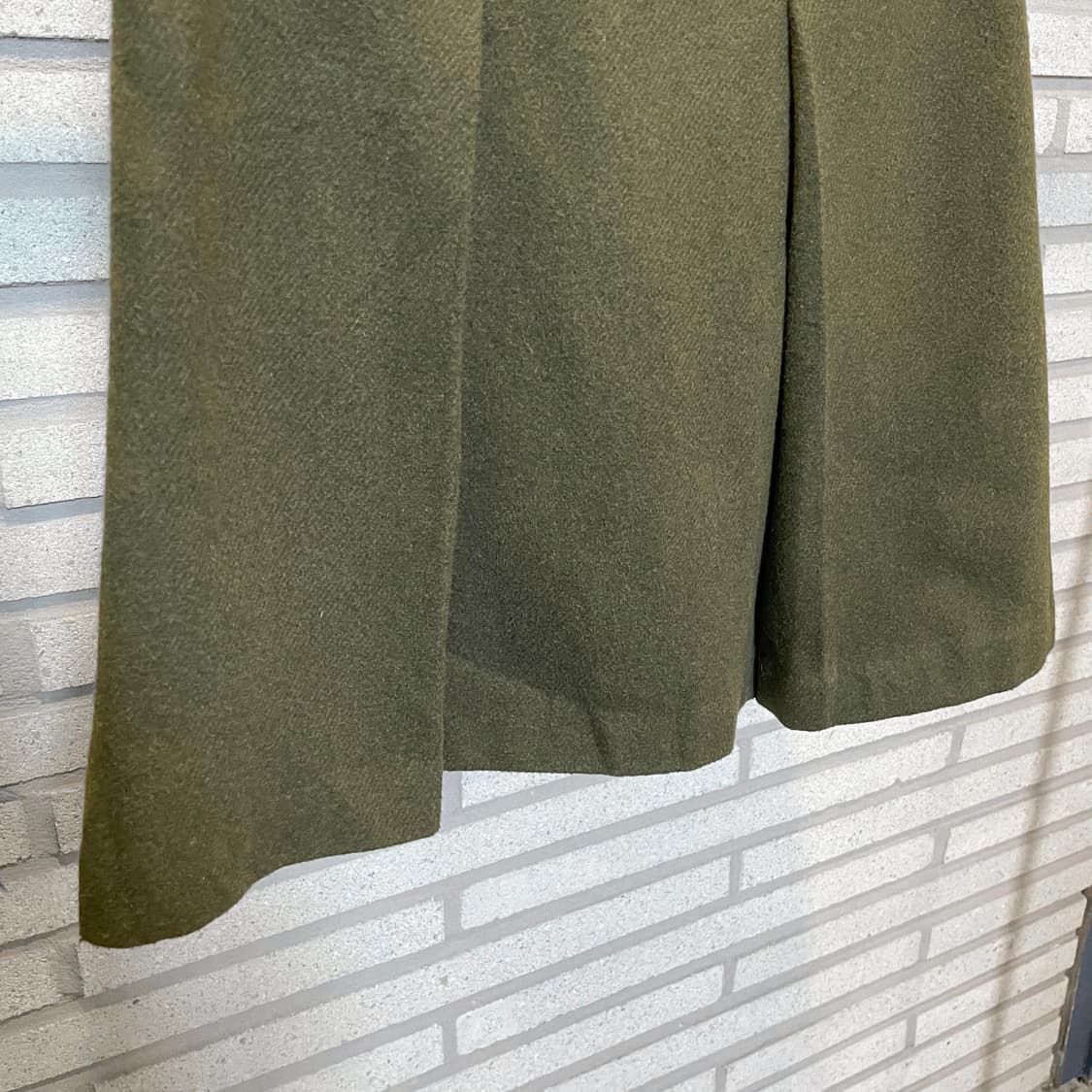 JPN VINTAGE 울 미디 스커트 핀턱 플레어 디테일 카키 상품이미지5