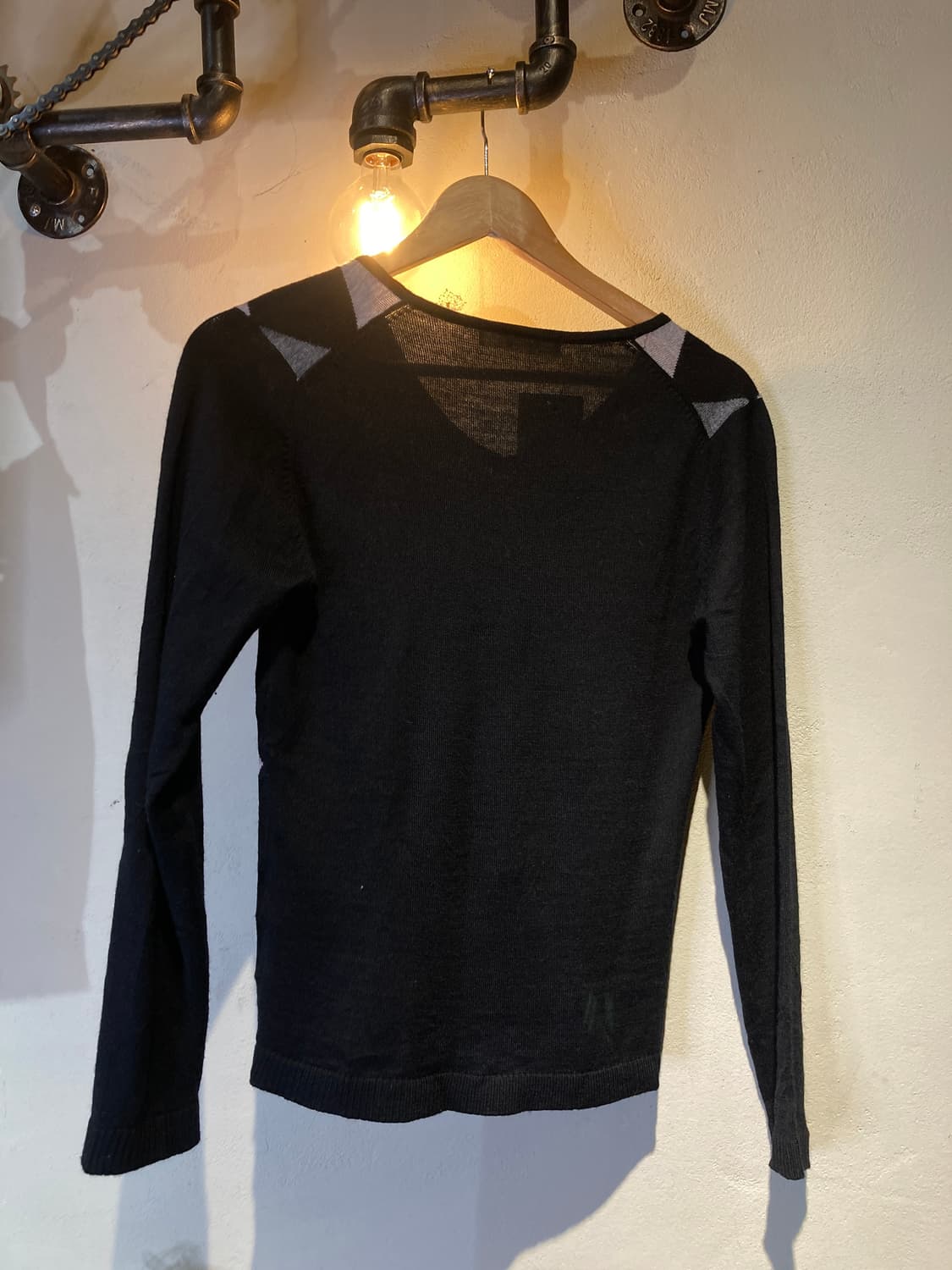 아가일 울,아크릴 혼방 브이넥 슬림 니트  상품이미지2