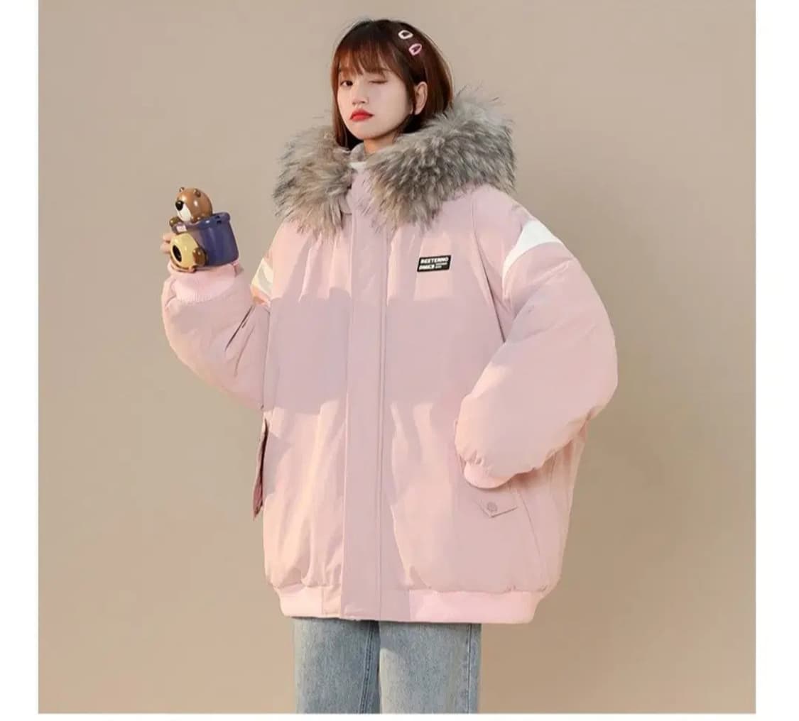 달천깔패딩자켓코트박시핏오버핏y2k히메갸루빅사이즈핑크후드집업핀터깔배색점퍼 상품이미지2
