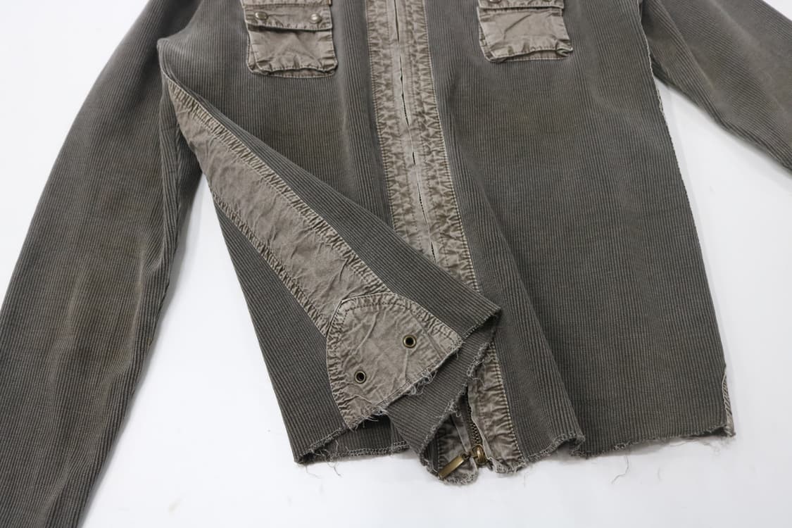 빈티지 카키 그레이 코듀로이 믹스 밀리터리 집업 자켓 (L) 상품이미지5