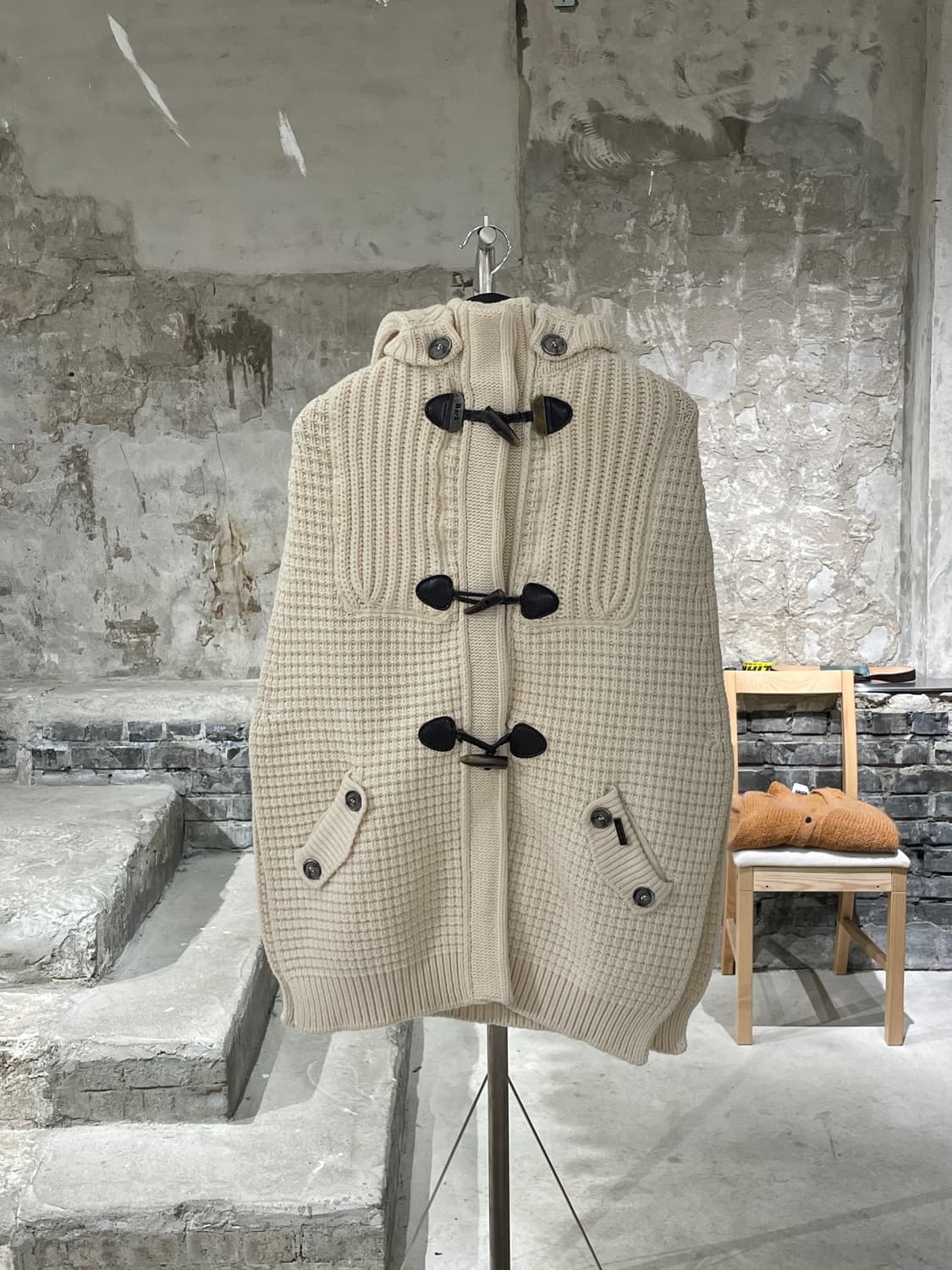 bark 아이보리 더플 니트 후디 베스트 상품이미지1