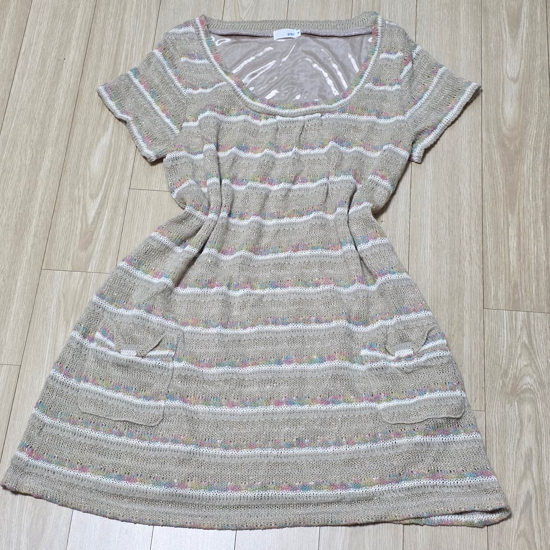 일본빈티지)레인보우 글리터 리본모리걸st 라떼히메갸루 니트짜임원피스 상품이미지3
