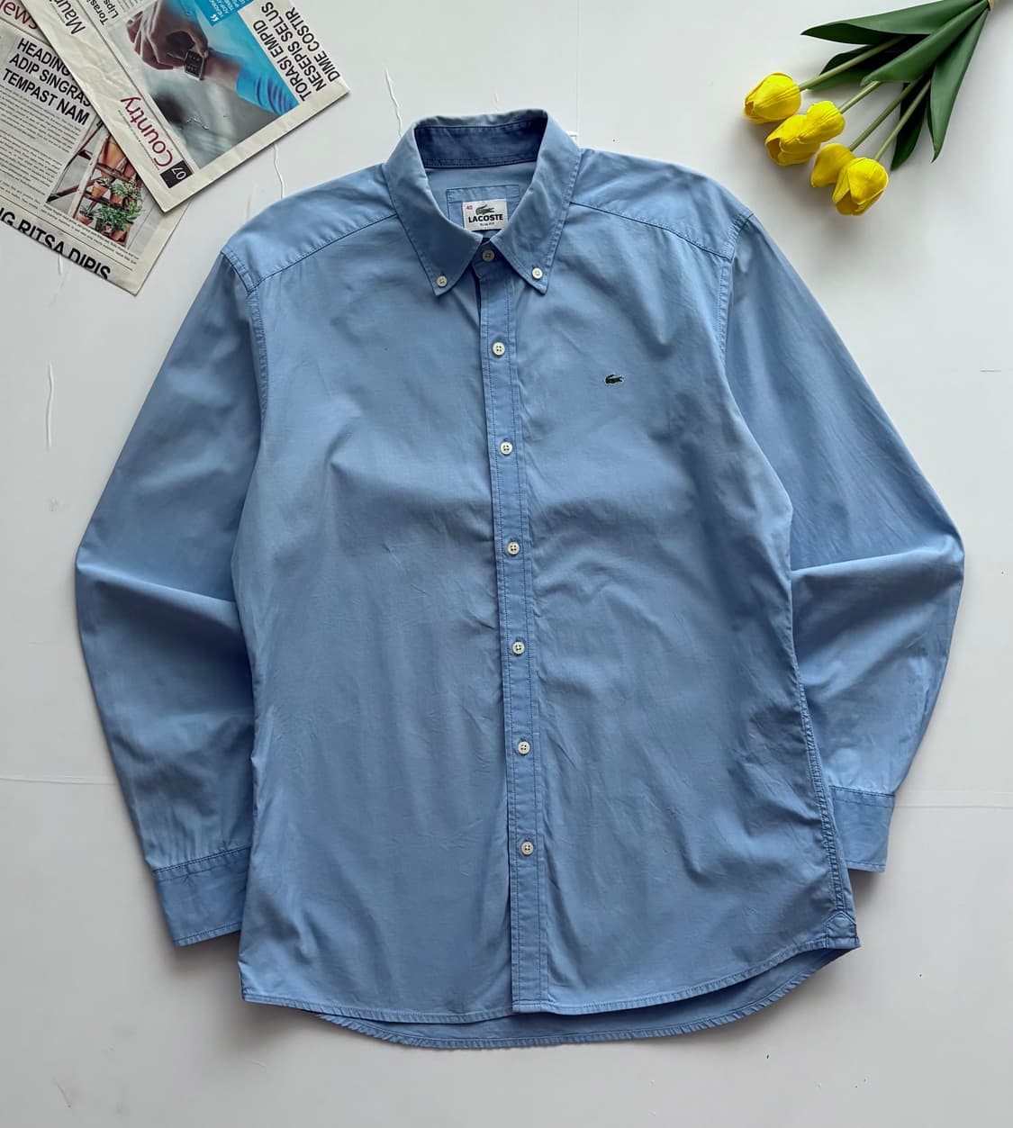 라코스테 하늘색 솔리드 셔츠 상품이미지2