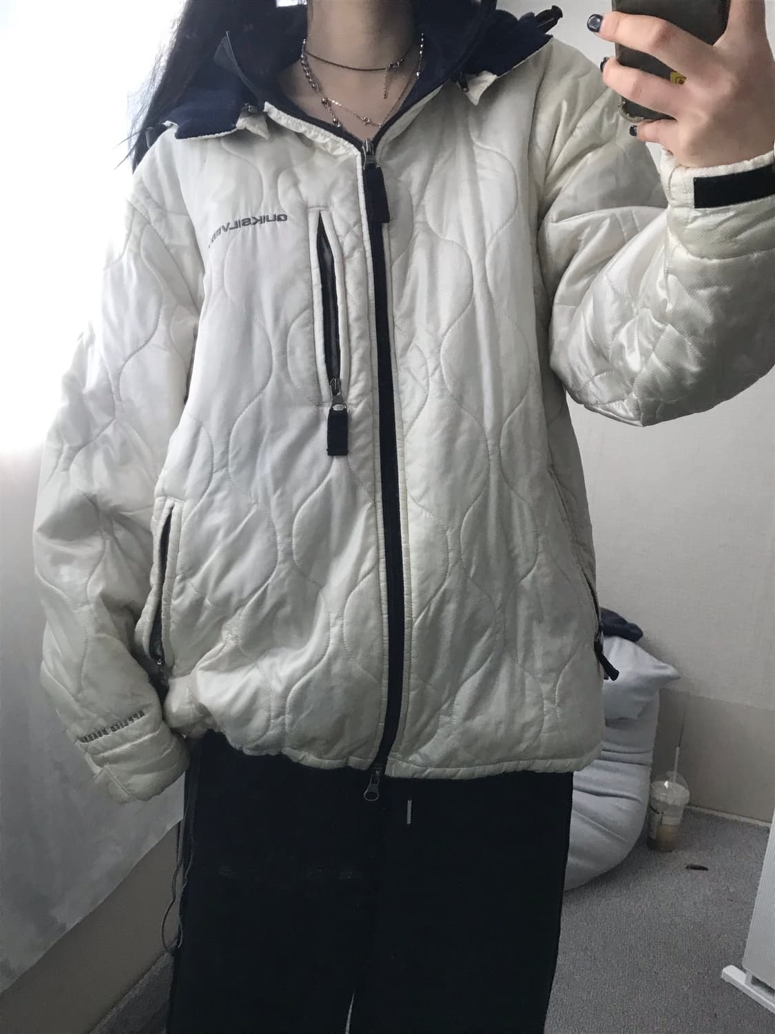 퀵실버 00s 아이보리 누빔 후드 패딩 상품이미지6