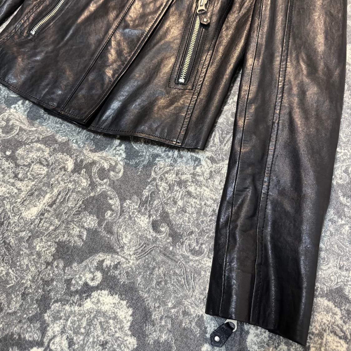 크롭 램스킨 레더 자켓 상품이미지6