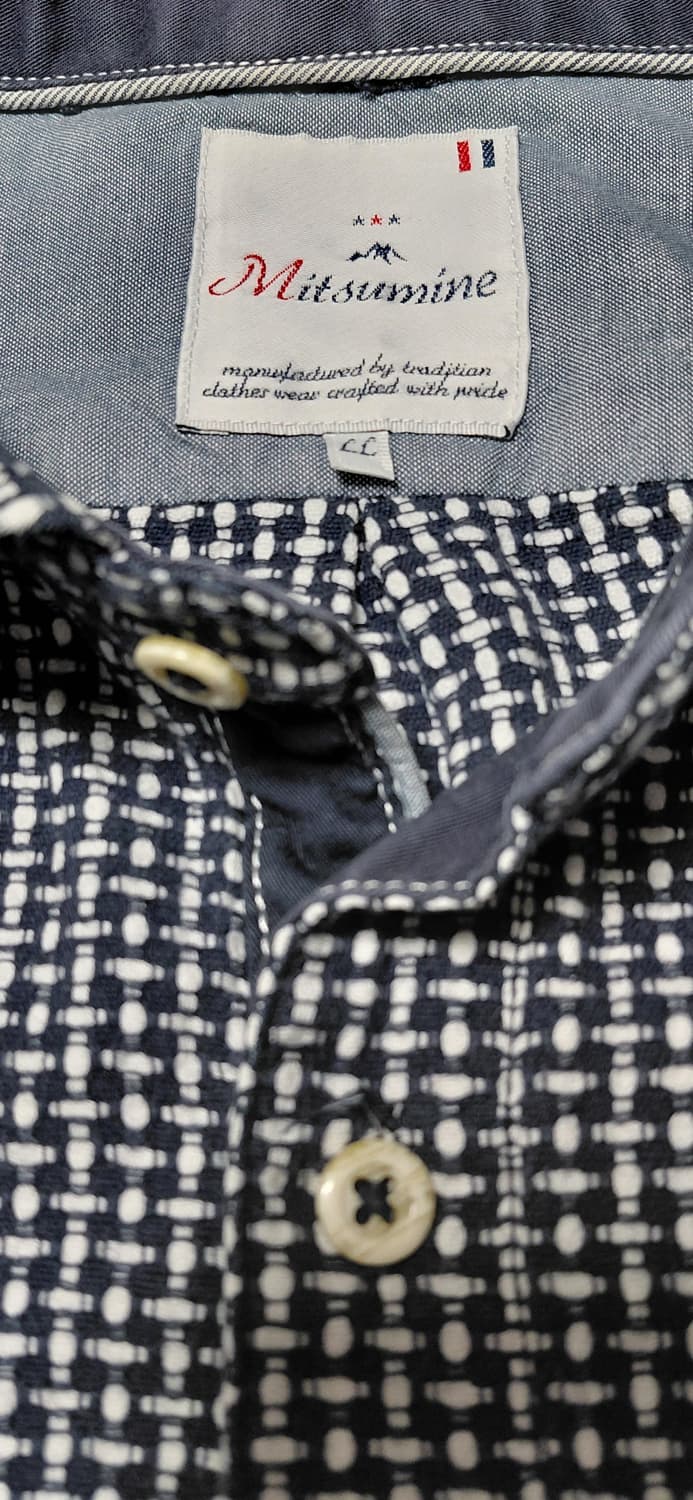 [LL] 일본 브랜드 Mitsumine 네이비 도트 텍스처 긴팔 셔츠 상품이미지3