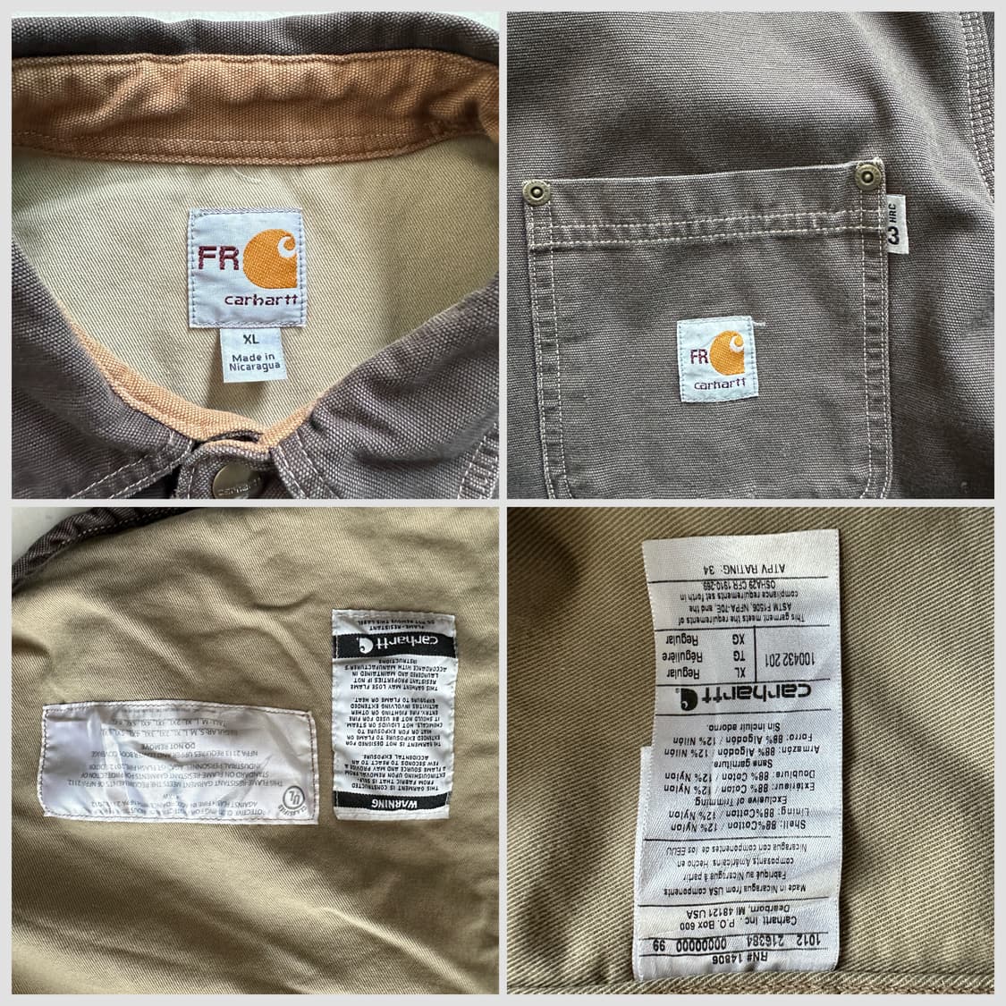 칼하트 FR 라인 해비코튼 캔버스 워크 셔츠 자켓 XL 상품이미지4