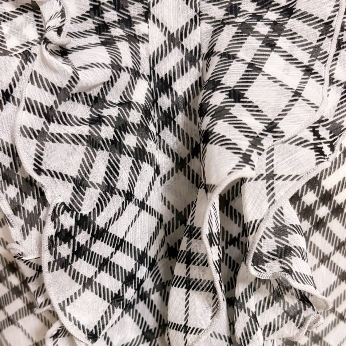 일본 빈티지 버버리깔 레이스 포인트 화이트 노바체크 레이어드 티  상품이미지3