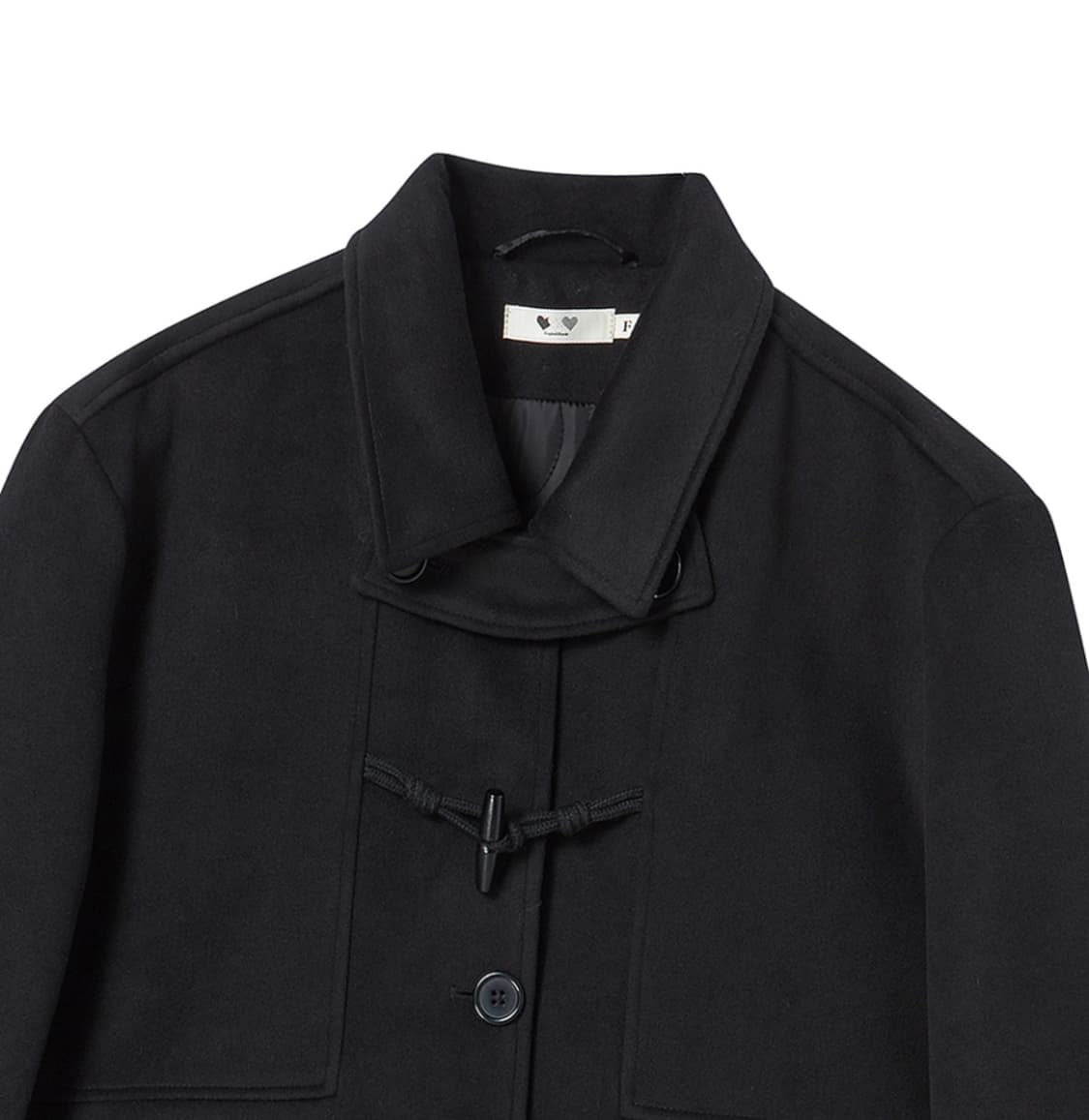 로긴앤로지 더플 포인트 모노 하프 코트 블랙 F 상품이미지3