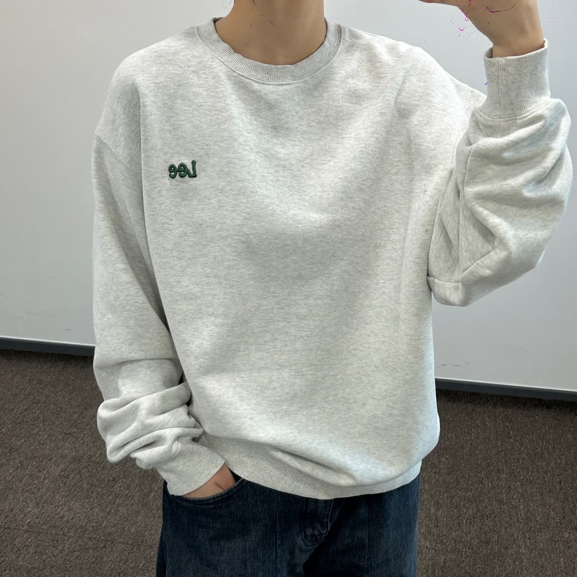 Lee 리 딥그린 스몰로고 멜란지 맨투맨   상품이미지2