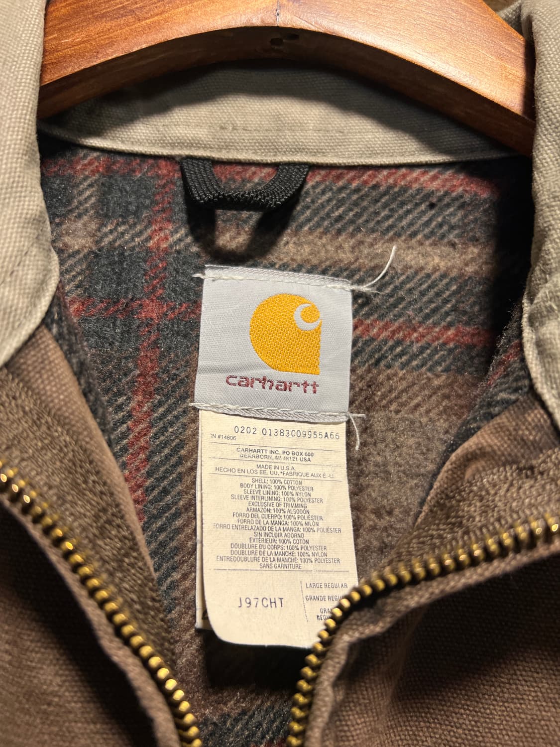 [L]칼하트 Made in USA J97 디트로이트 다크브라운 워크 자켓 상품이미지2