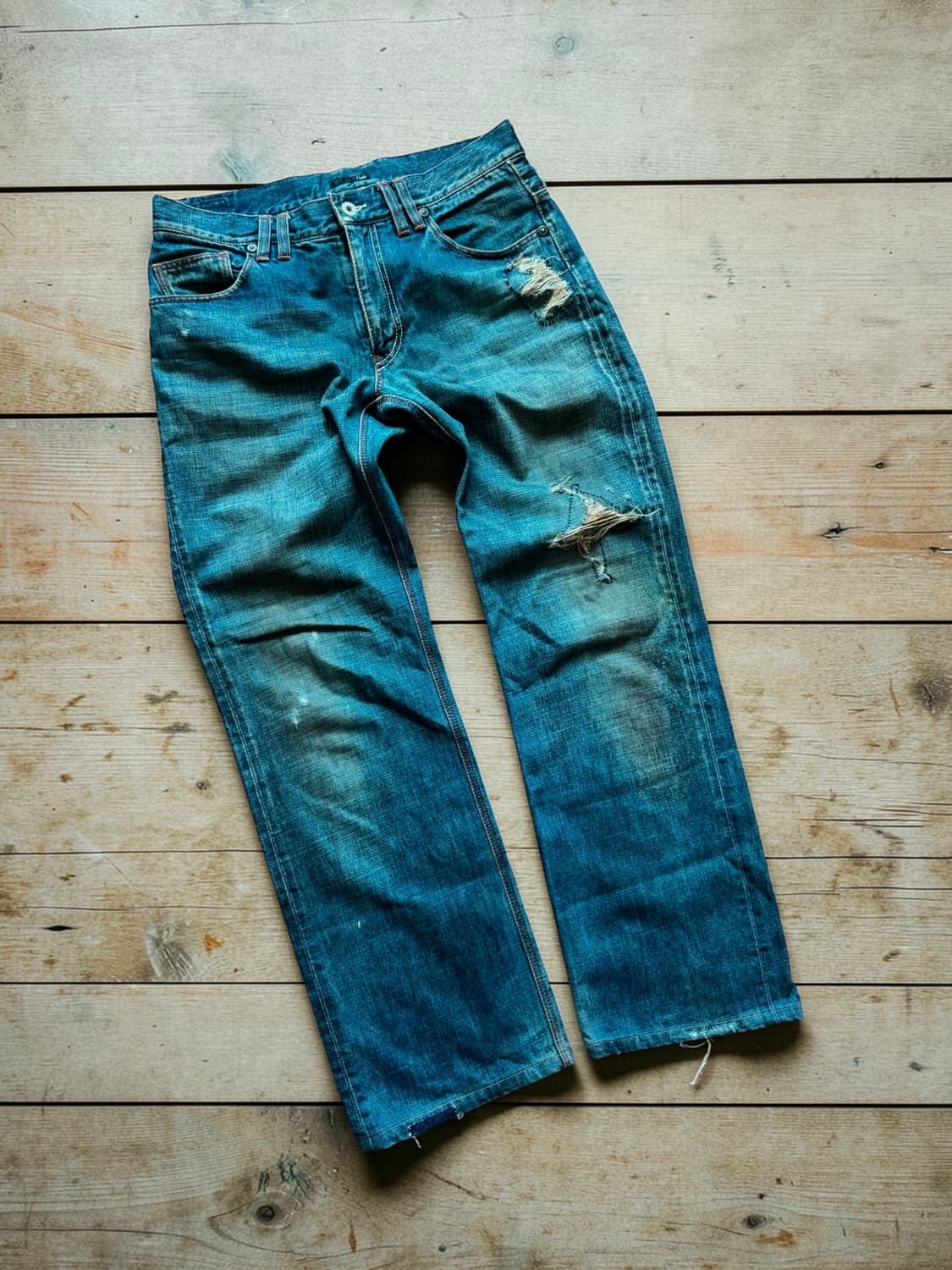 00s halb 디스트럭션 & 리페어 디스트레스드 데님 팬츠 상품이미지1