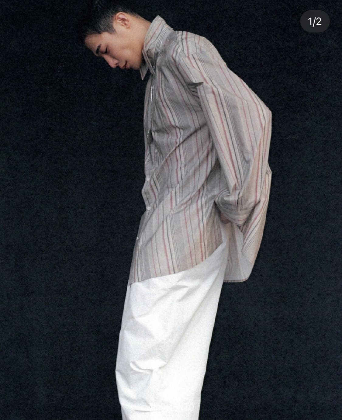 아모멘토 23fw 스트라이프 셔링 오버사이즈 셔츠 M 상품이미지1