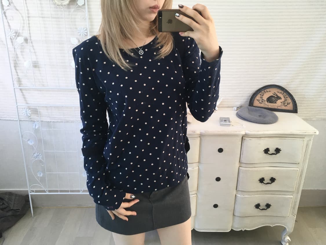 하트마켓 네이비 도트 긴팔티 상품이미지1