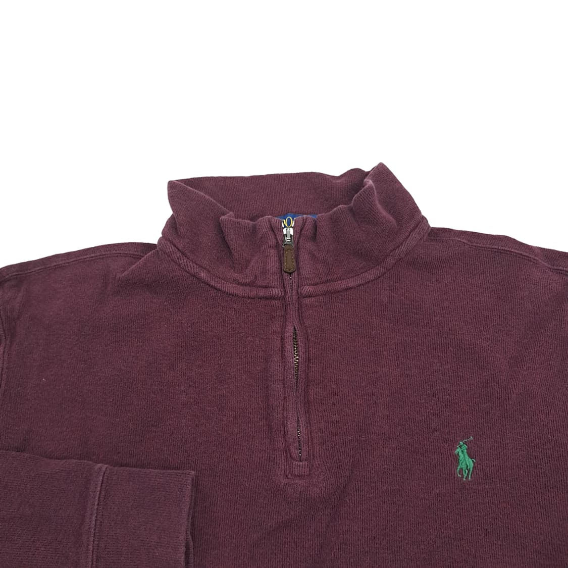 CN667 M 폴로 랄프로렌 QR 버건디와인 하프집업 긴팔 니트 스웨터 상품이미지3